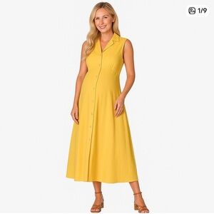 Amazon Essentials Yellow Pleated Midi Sundress